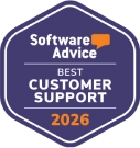Software Advice badge for best customer support of 2026